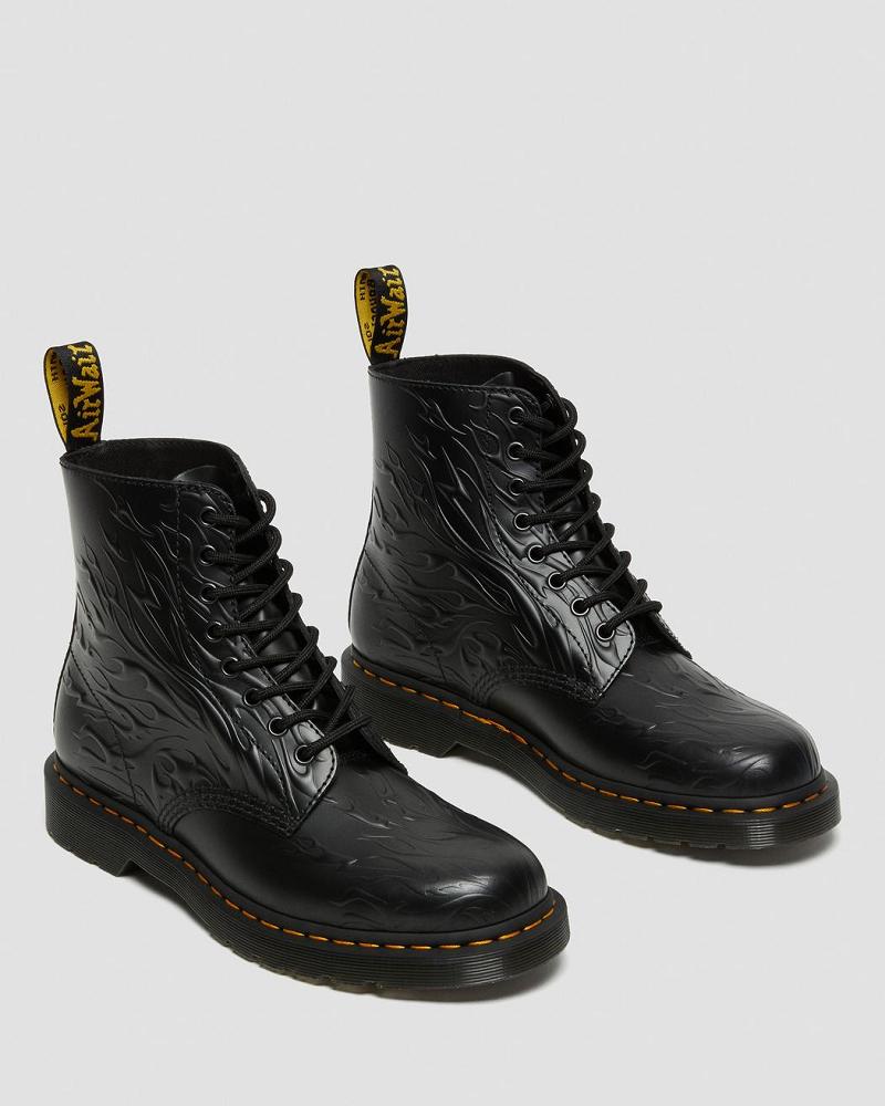 Dr Martens 1460 Flames Emboss Lær Snørestøvletter Herre Svarte | Norge 299MQZ
